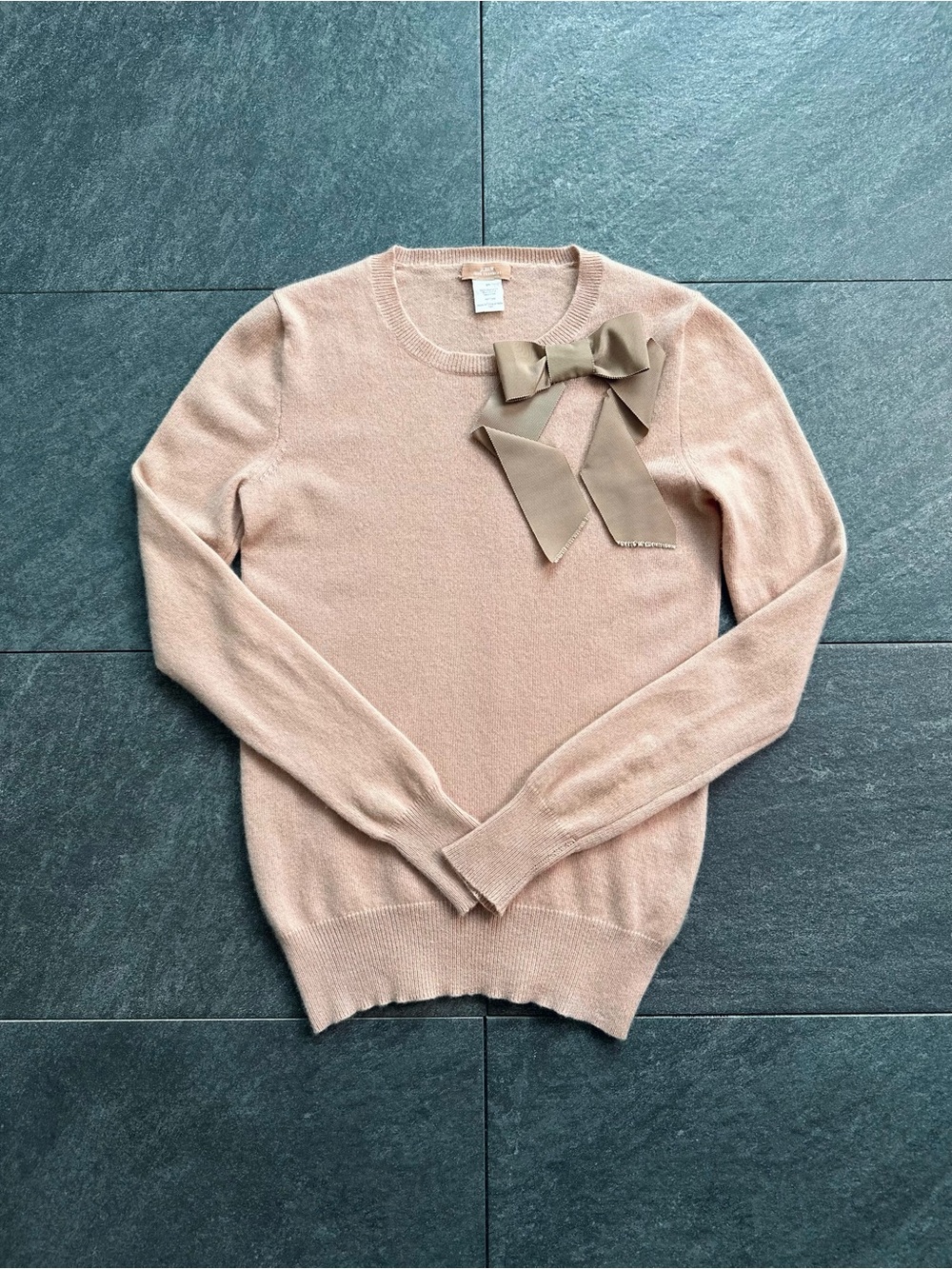 J. Crew Blush Pink 100% Cashmere with Bow Accent Size XS Excellent Condition